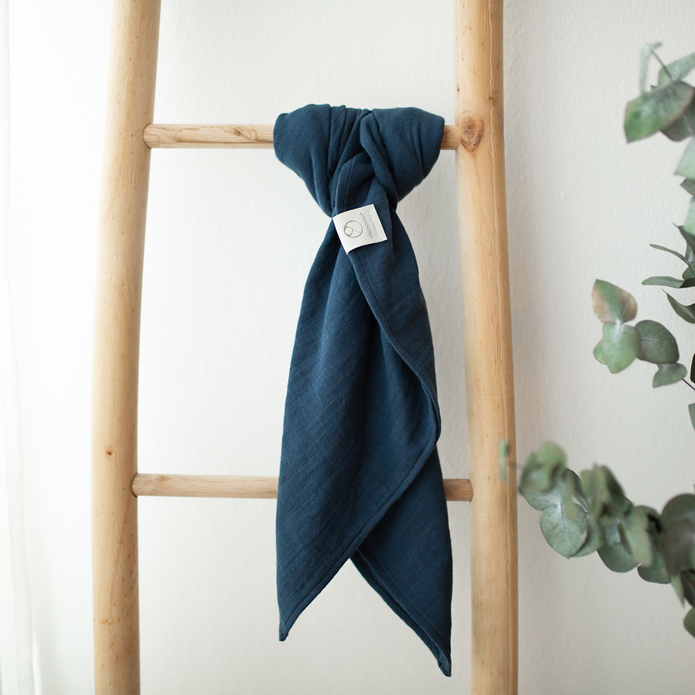 cocoome_Babytuch_Musselin_Spucktuch_Stilltuch_Schmusetuch_Pucktuch_Babydecke_dunkelblau