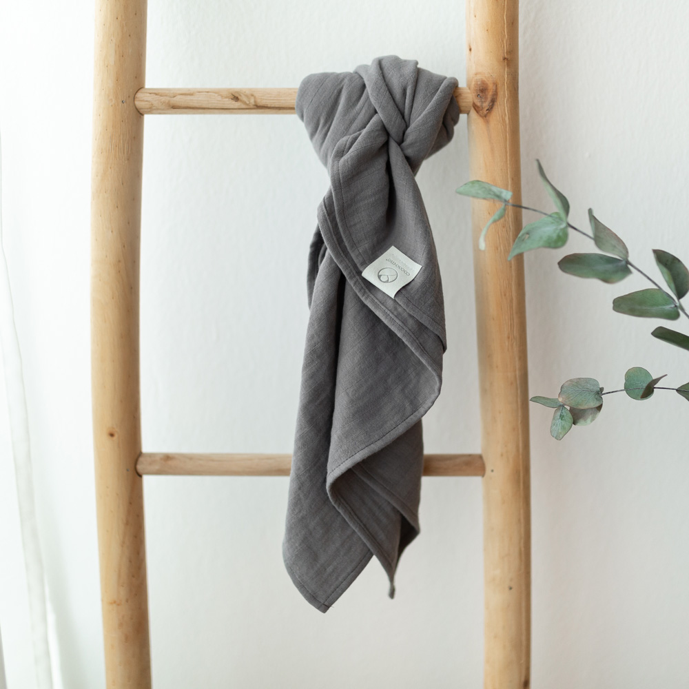 cocoome_Babytuch_Musselin_Spucktuch_Stilltuch_Schmusetuch_Pucktuch_Babydecke_dunkelgrau